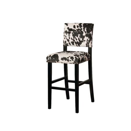 LINON HOME DECOR PRODUCTS Clayton Black Cow Print Bar Stool BS041COW01U